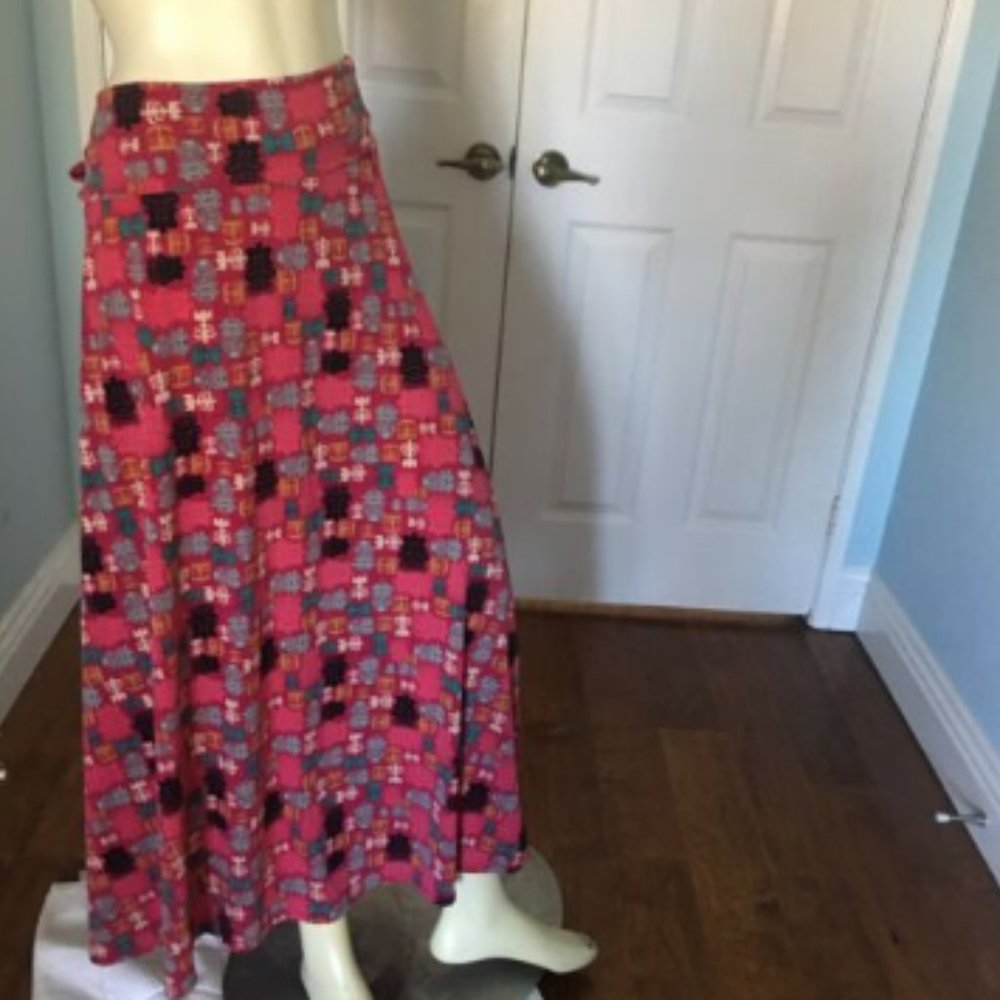 LulaRoe Maxi Skirt XL Pink Backgrnd Tropical Tiki - Picture 2 of 7